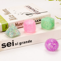 Jouet de massage anti-stress en TPR, forme géométrique flottante et personnalisable, avec paillettes croustillantes, couleurs assorties, vente en gros
