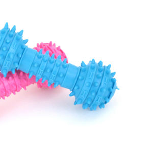 Juguete masticable para mascotas con forma de barra de pesas con anillo de hueso y columna vertebral, hecho de caucho no tóxico de alta calidad, 14*5.5cm - Product Image 4