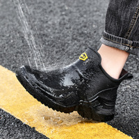 Bottes de pluie courtes pour hommes, vert armée, tendance et stylées, chaussures en caoutchouc imperméables de style sportif pour hommes, épaissies et élargies