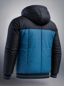 Veste à capuche coupe-vent pour homme avec rembourrage matelassé chaud et look moderne élégant, idéale pour la marche en plein air et le port quotidien - Product Image 5