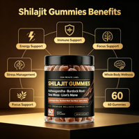 Offre Spéciale Prix Usine HALAL GMP Gommes Végétaliennes de Shilajit Pur de l'Himalaya et de Mousse de Mer OEM