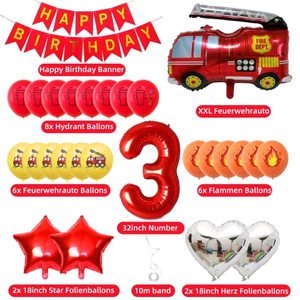 Set di Palloncini e Striscioni a Tema Vigili del Fuoco per Bambini di 3 Anni, Decorazioni per Feste di <span class=keywords><strong>Compleanno</strong></span> - Product Image 2