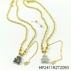 Set di gioielli Vintage moderni Casual bohémien per donna finitura opaca placcatura in oro con accessori in zircone corallo - Product Image 1