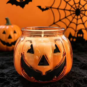 Bougie parfumée LANJO Halloween Jack O Lantern dans un bocal en verre orange avec un design classique de citrouille pour la décoration des fêtes - Product Image 5