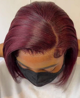 Vente en gros de perruque de cheveux humains péruvienne Bob Lace Front, perruque transparente sans colle Lace Bob, perruque Bob courte pas cher 13*4 Lace Frontal