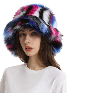 Luxury Winter Warm Oversized Faux Fur Fluffy Plush Fuzzy Unisex <strong>Fisherman</strong> Cap Ski Travel Cycling Party Casual Fishing Bucket Hat - Product Image 6