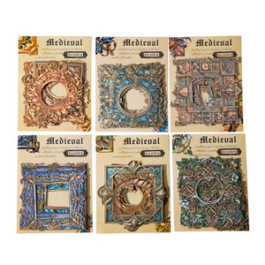 10 hojas/paquete serie de heráldica medieval estilo Vintage pegatinas de tarjetas duras bordeadas para collages en capas - Product Image 5
