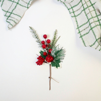 2026 Neuerscheinung 24cm Langlebige Grüne Rote PE-Tannennadeln Weihnachtsbaum-Deko Picks Beeren Weihnachtsschmuck Fröhlicher Baum Feiertagsdekoration