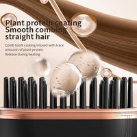 Mini brosse lissante sans fil - Peigne chauffant portable rechargeable, 3 réglages de température, anti-brûlure, chauffe rapide