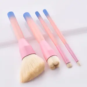 Gradient Pink Blue Vegan Make Up Brush 4 Pcs New Travel Size Portable High Quality Makeup Brush Sets