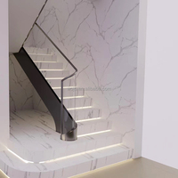 Escalier moderne à double poutre pour villa Escalier droit décoratif en bois à structure métallique Installation d'escaliers droits à double poutre