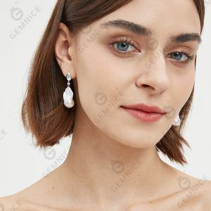 Gemnel Nieuwe Mode 925 Verzilverde Sieraden Grote Natuurlijke Barokke Parel Oorbellen - Product Image 6