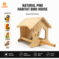 Nichoir en bois de pin naturel pour perroquets avec fond en maille lavable, maisonnette respirante en bois pour oiseaux, idéale pour l'élevage en cage