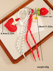 Mode grand coeur gland <span class=keywords><strong>porte</strong></span>-clés Punk fille à la main chaîne femmes sac fraise fleur tressé corde pendentif <span class=keywords><strong>porte</strong></span>-clés - Product Image 5