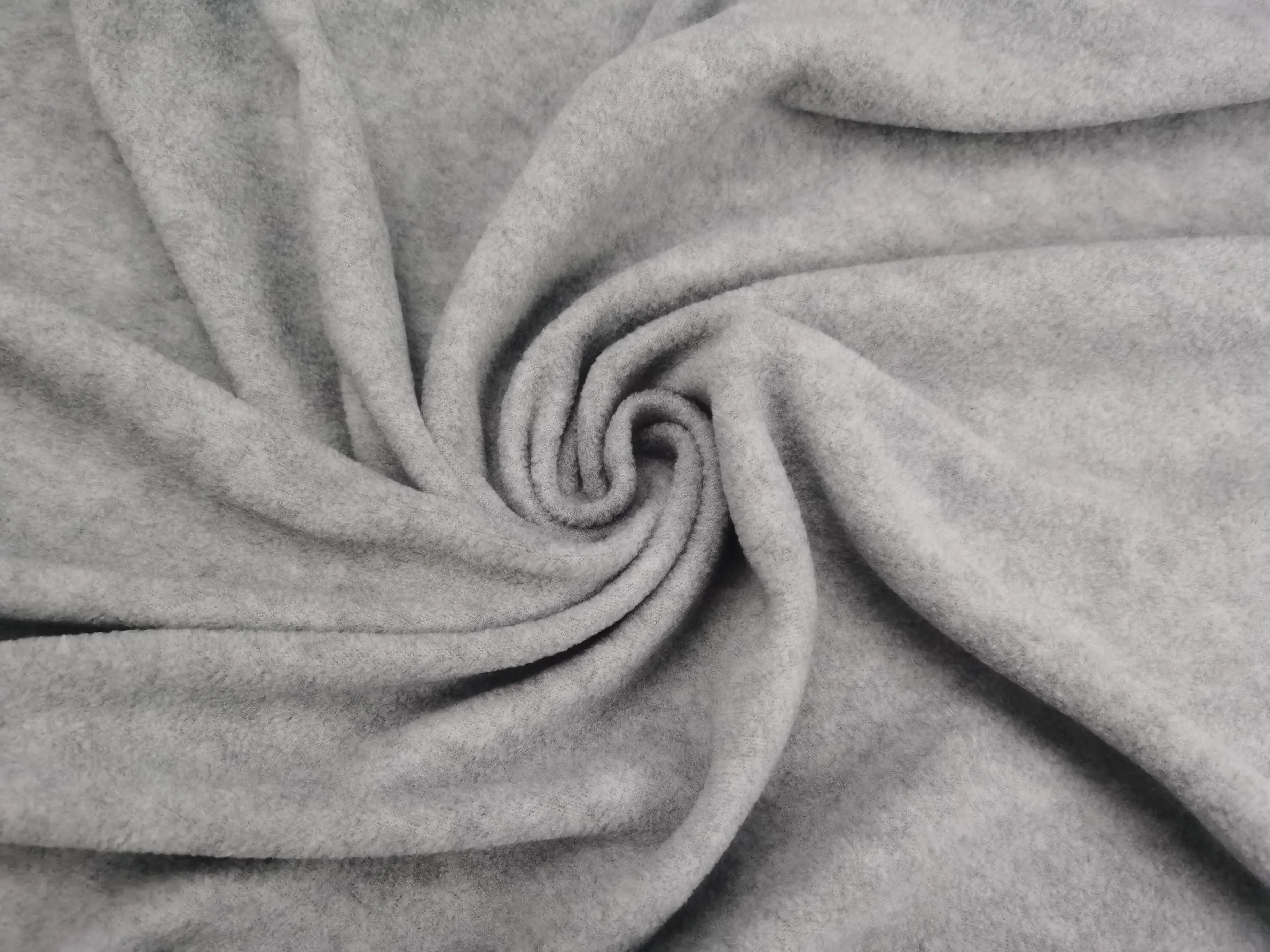 Nhà Cung cấp Polyester mix grey Melange fleece cực vải tùy chỉnh tái chế quay chải dệt kim Fleece vải cho quần áo Hoodie