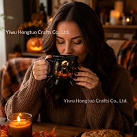 Tasse à café Caldeirão de Sorcière de Noël, Tasse à café d'Halloween avec motif labyrinthe en argile violette, Coffrets cadeaux, Nouveauté, Tasses à eau