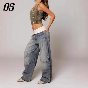 <span class=keywords><strong>Jeans</strong></span> bleu délavé taille basse Y2K pour femmes, style streetwear vintage, pantalon ample à jambe droite pour femmes - Product Image 4