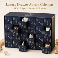 Boîte de calendrier de l'Avent personnalisée 24 jours, emballage cadeau d'entreprise, carton premium, doublure en éponge, pelliculage brillant/mat, écologique