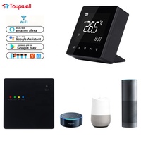 Termostato de Habitación Inalámbrico RF con Batería USB Tipo-C, Tuya WI-FI, con Receptor, Control por Voz con Alexa y Google Home