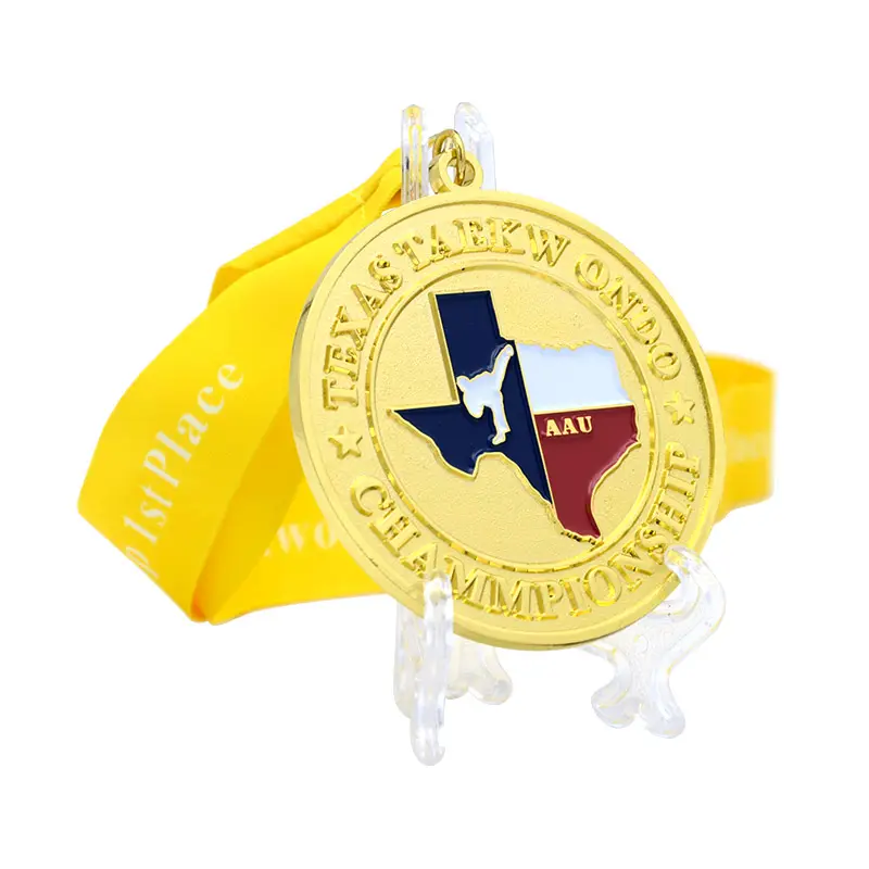 Longzhiyu medali logam olahraga Taekwondo kustom timbul medali Karate 3D Souvenir medali tinju dengan pita Logo grosir