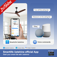 Ventilateur de plafond 1stshine à pales en bois, ultra silencieux, durable, de qualité supérieure, faible consommation d'énergie, application mobile intelligente, 6 vitesses
