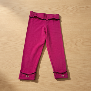 Leggings de algodón de calidad superior para niñas estilo dulce con dobladillo en contraste perla colgando tobillos longitud disponible para la venta - Product Image 2