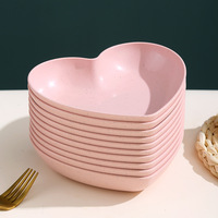 Saladier personnalisé en fibre de bambou en forme de cœur de 6 pouces lavable au lave-vaisselle Design mignon pour les fêtes de la Saint-Valentin et les cadeaux
