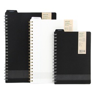 Papeterie de couverture rigide en plastique PP, couleur noir/blanc, bord des lignes avec règle en spirale pour journal, 1 pièce