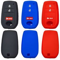 Étui de clé de voiture haut de gamme en silicone 2 + 1 boutons piles de télécommande incluses pour Toyota Sequoia Tundra Tacoma accessoire de couverture de clé