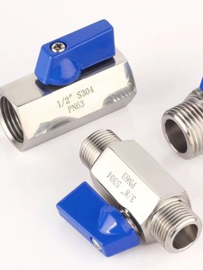 Stainless Steel <strong>Mini</strong> <strong>Ball</strong> <strong>Valve</strong> 1/2" NPT Female X Male Thread with Black Handle - Product Image 3