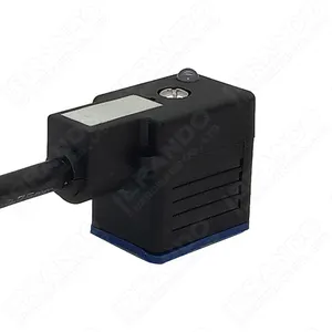 Waterproof IP67 DIN 43650 Solenoid Valve Connector Molded Cable With Led Indicator Light DIN43650B DIN 43650 Form B 2P+E