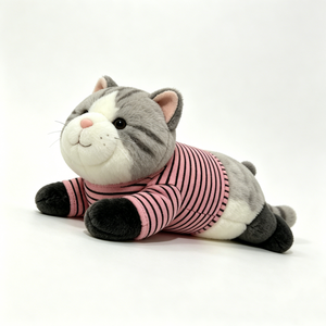 Customized Grey and white <b>cat</b> stuffed animal,Reclining <b>cat</b> <b>plush</b> toy,Soft <b>cat</b> body pillow, Fluffy tabby <b>cat</b> stuffed toy - Product Image 5