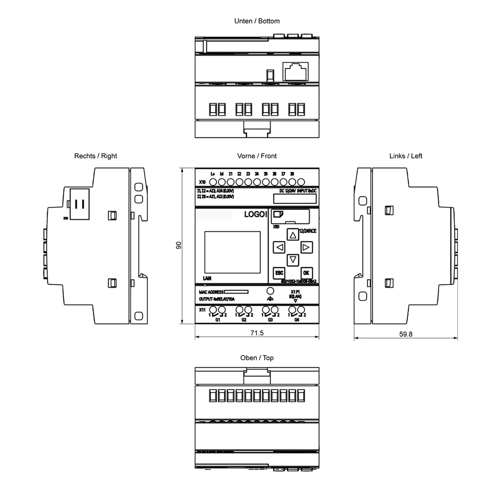 وحدة تحكم بالمضيف المنطقية PLC، وحدة تحكم بالبرمجة PLC، 6ED1052-1MD08-0BA2 sie & Mens 8.4 PLC 12/24RCE