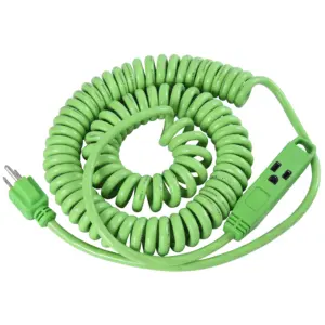 25Ft 3 Prong Extension Cord with 3 Outlets Coiled Power Tool Extension Cord for Landscaping, Lawn Mower, Major Appliances