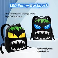 Mochila inteligente LED para niños Ojos animados Impermeable y de moda con cierre de cremallera de aplicación programable
