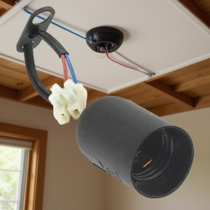 ขั้วหลอดไฟ E27 สีดำพร้อมสายไฟสำหรับโคมไฟเพดาน - Product Image 2