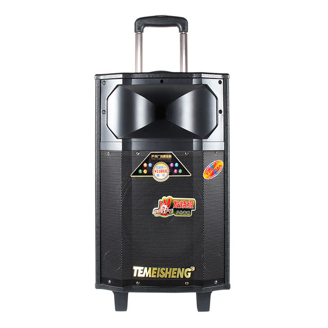 M Good Quality Big Power Trolley Speaker 12 Inch Subwoofer Wooden Surround Sound Outdoor Portable Karaoke Speaker