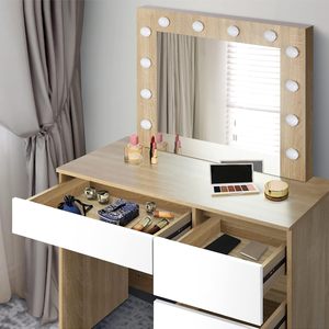 Commodes à miroir personnalisées pour filles <span class=keywords><strong>en</strong></span> gros, 4 tiroirs, prix bas, coiffeuses <span class=keywords><strong>en</strong></span> bois, coiffeuse avec tabouret - Product Image 5