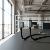 3M 3A Cable de carga rápida USB tipo C Datos en ángulo de 90 grados Chaqueta de nailon delgada plana para cámara de teléfono móvil y computadora