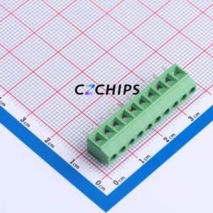 DB125-3.5-10P-GN-S Screw Terminal Block Through hole Component (THT),P=3.5mm Connector 1x10P 3.5mm Green Through Hole - Product Image 1