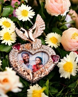 Pendentif Cœur Personnalisé en Or Rose 9K-18K, Cadre Photo Sertie de Diamants de Laboratoire et Breloque Colombe, Certifié IGI