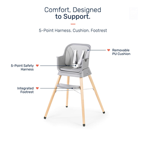 Chaise haute pour bébé 3-en-1 de luxe réglable, pour bébés et enfants, plateau amovible en bois de haute qualité, moderne, pour salon et cuisine - Product Image 3