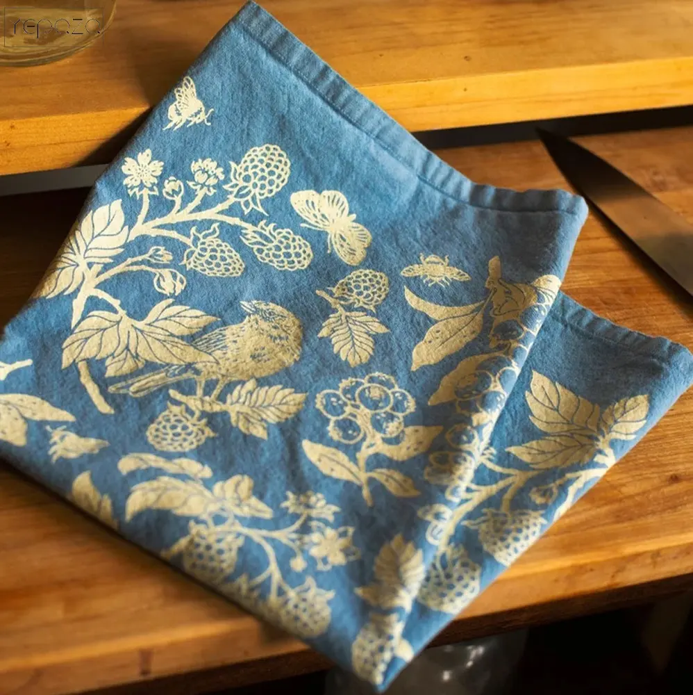 Geschirr tuch Hand Siebdruck Hand gefärbt Bio Fair Trade Baumwoll mehl Sack Handtuch