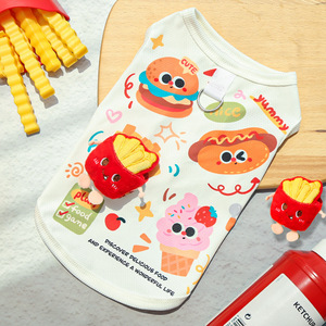 Gilet d'été respirant en soie glacée pour chiens et chats, motif animalier mignon avec motif alimentaire - Product Image 4