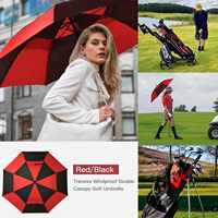 Parapluie de golf automatique à double couche, grande taille, personnalisé avec logo, ventilé, coupe-vent, ouverture automatique