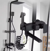 Robinet Mitigeur Carré Moderne de Luxe à Effet Pluie, avec Bec Allongé de 150 CM, Ensemble de Douche Monocommande en Céramique pour Hôtels, Villas, Appartements