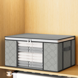 Clothing Organizer <b>Storage</b> Bag Large Capacity Grey Rectangle Wardrobe Organizer Bedroom Use - Product Image 1