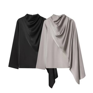 SHENZHU 2026 Nueva Camisa <span class=keywords><strong>de</strong></span> Satén con Cuello Alto y Manga Larga para Mujer, Elegante y a la <span class=keywords><strong>Moda</strong></span>, con Pliegues y Estilo Chal, 1305167 - Product Image 1