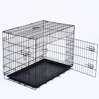 Cage pliable pour chien OUFA, cage pour animaux de compagnie à deux portes, en métal, avec plateau amovible pour usage domestique