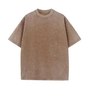 Custom Logo Vintage Acid Washed T Shirt Men Distressed Heavyweight Cotton Blank Oversized Tshirt 100% Cotton For Men's T-shirt